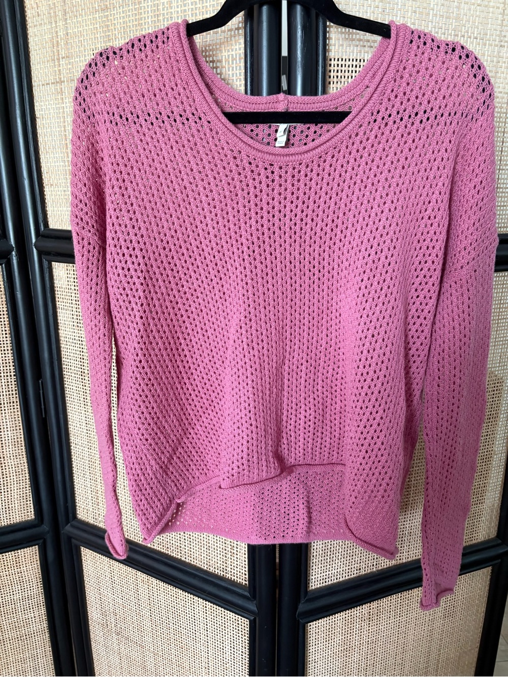 Open Knit Wool Cashmere Sweater | 90% Wool 10% Cashmere in dusty rose/pink